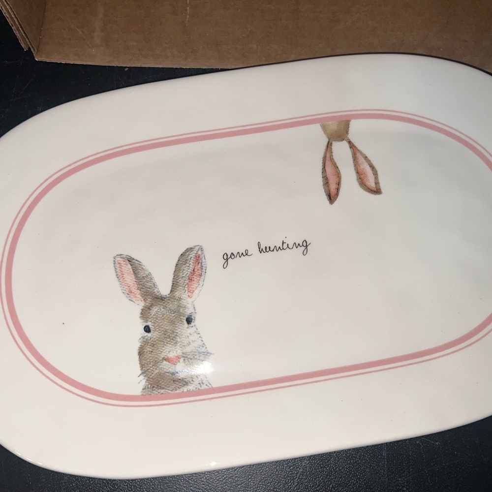 Rae Dunn White and Pink Bunny Plate